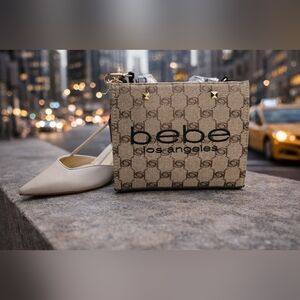 New Bebe Los Angeles Talulla Mini Satchel Beige Tote Bag